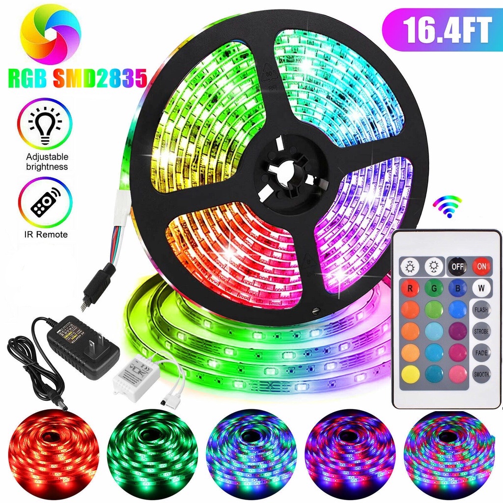 Dây đèn LED IR RGB 2835 linh hoạt trang trí phòng ngủ nền TV cổ tích điều khiển 24 phím