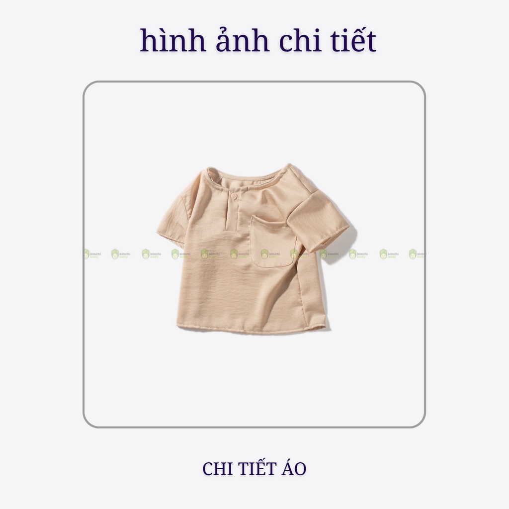 [KÈM MŨ] Set Bộ Thô Đũi Trơn Bé Trai Cúc Ngực Quần Kẻ, Bộ Quần Áo Cho Bé Mặc Đi Chơi CK21