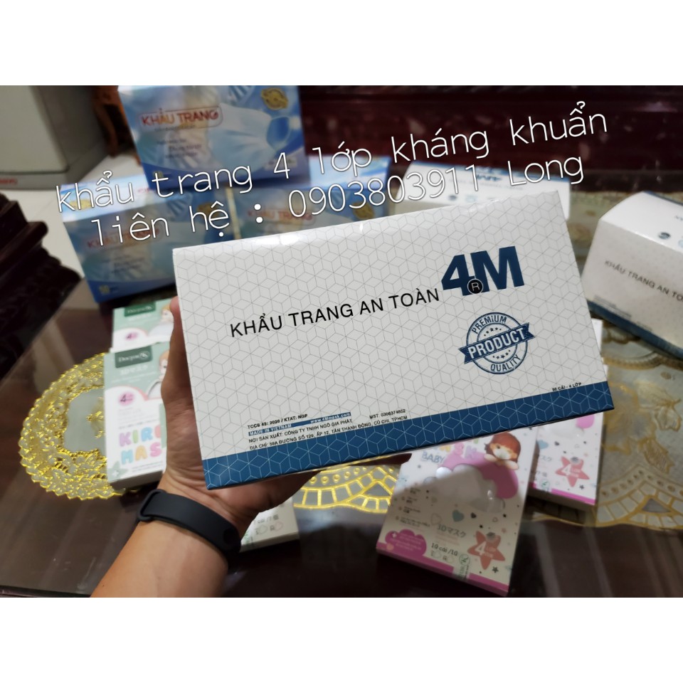 Khẩu Trang Thương Hiệu 4M - 4 Lớp kháng khuẩn - hàng đủ tiêu chuẩn + chứng chỉ xuất thị trường EU + US