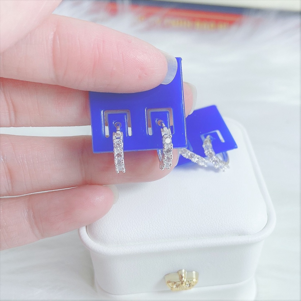 Bông tai bạc thật cao cấp giá rẻ Evasilver, chất liệu bạc sang trọng nữ tính
