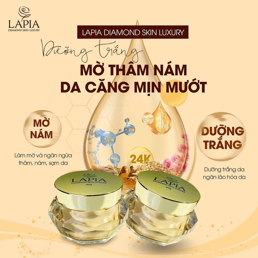 Kem face kim cương Lapia dưỡng trắng ngừa nám ngừa lão hóa Lapia Diamond Skin Luxury 30g - Mỹ phẩm Thiên Nhiên Việt