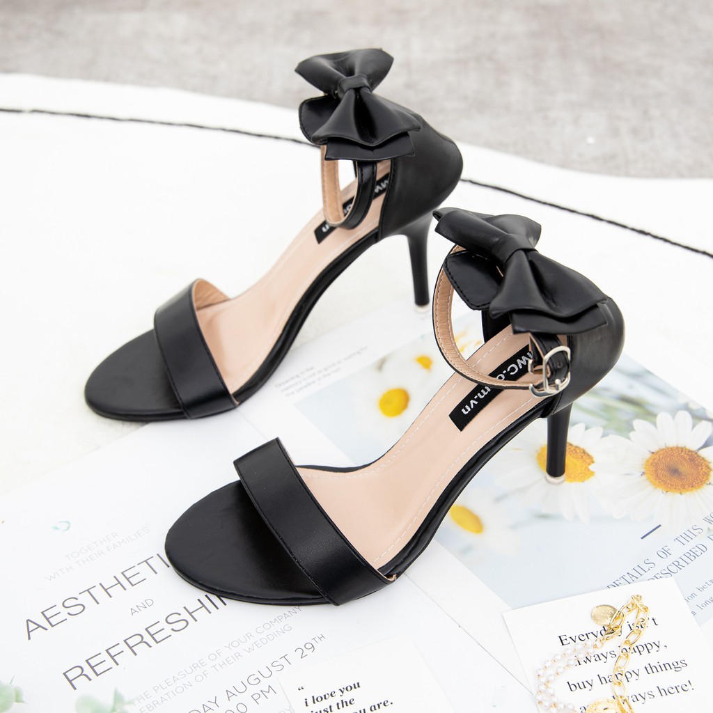 GIÀY CAO GÓT NỮ THỜI TRANG MWC-GIÀY SANDAL CAO GÓT MŨI NHỌN CAO 7CM-GIÀY CAO GÓT PHỐI NƠ CÁCH ĐIỆU XINH XẮN NUCG-4201