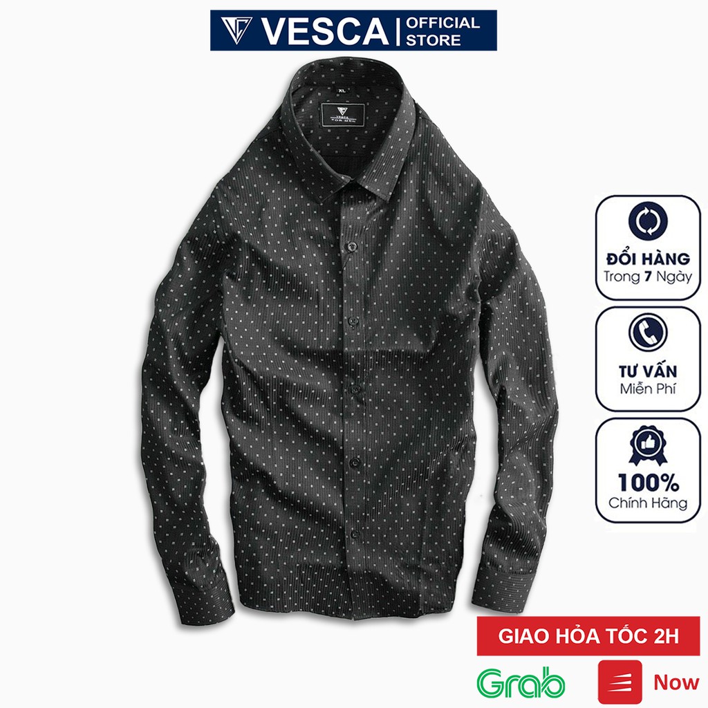 Áo sơ mi nam họa tiết cao cấp Vesca chính hãng chấm bi hàng siêu đẹp dáng công sở đẹp AAH1 | BigBuy360 - bigbuy360.vn