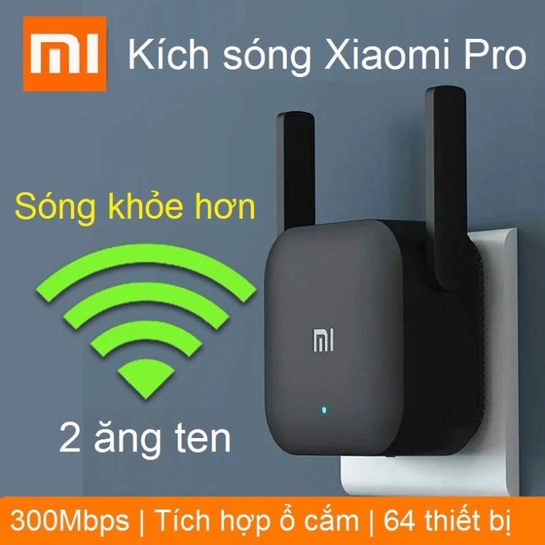CHÍNH HÃNG | Kích sóng Xiaomi Wifi Repeater Pro 300M Tốc độ cao - 2 chế độ phát Wifi