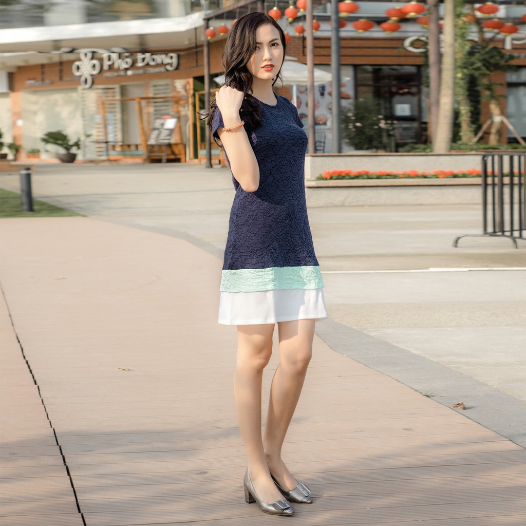 Váy nữ Narsis B7026 màu xanh chất Cotton 3D