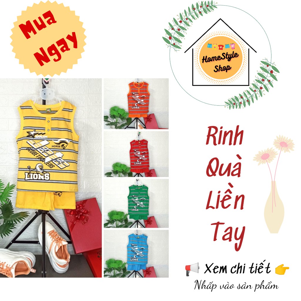 BỘ ĐỒ BÉ TRAI 22-27 kg - Bộ thun sát nách kẻ sọc ngang