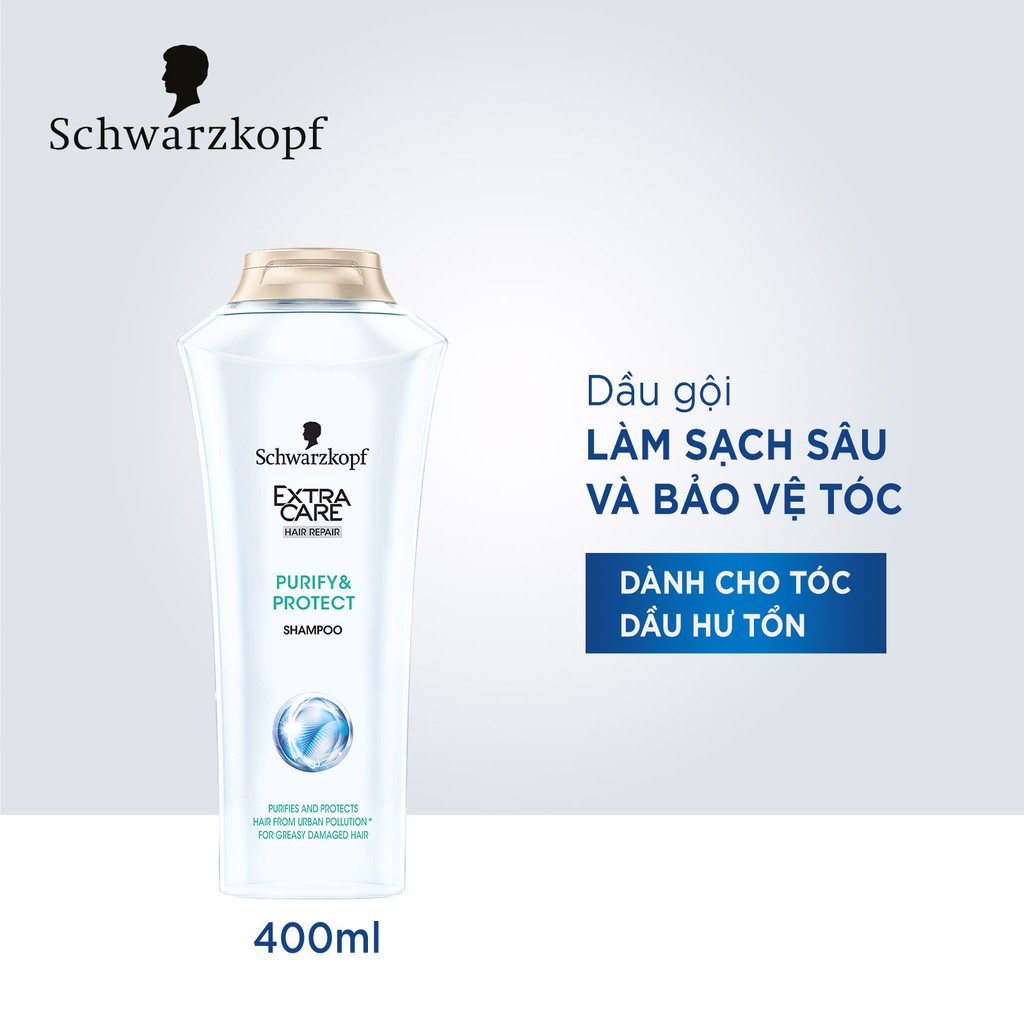 Combo gội + xả làm sạch sâu và bảo vệ tóc Schwarzkopf Extra Care Purify &amp; Protect 800ml