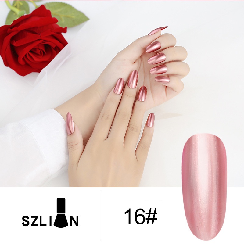 Sizilian Sơn Móng Tay Tráng Gương Màu Bạc Ánh Kim Mới Sơn Móng Tay Lâu Trôi Metro