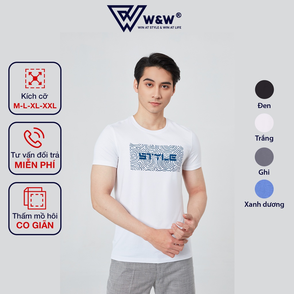 Áo Thun Nam Cổ Tròn W&W Họa Tiết In Trước Ngực Nổi Bật, Độc Đáo, Thoáng Mát, Thấm Hút Tốt Thoải Mái Vân Động WTS51S