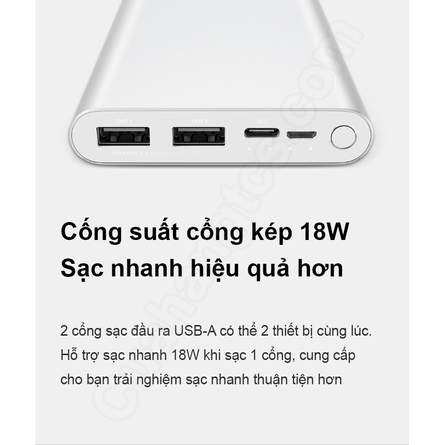 Pin Sạc Dự Phòng Xiaomi bản sạc nhanh 18W Gen3 PLM13ZM