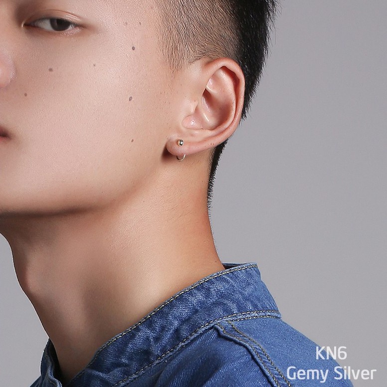 Khuyên tai nam bạc tròn bi móc cong cá tính, độc đáo, phong cách unisex (1 chiếc) | GEMY SILVER K72