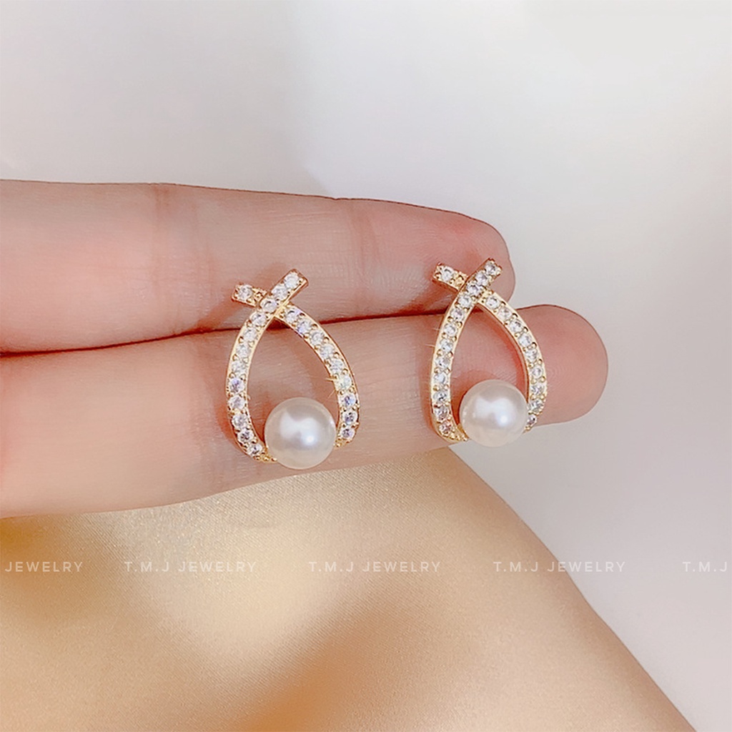 Khuyên tai nữ TMJ hợp kim titan không gỉ bền màu tạo hình giọt nước phong cách Hàn Quốc - kt02