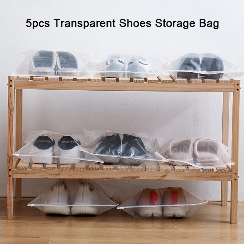 5pcs Túi zip khoá lụa mờ đựng quần áo, phụ kiện dẻo dai bền tiện dụng