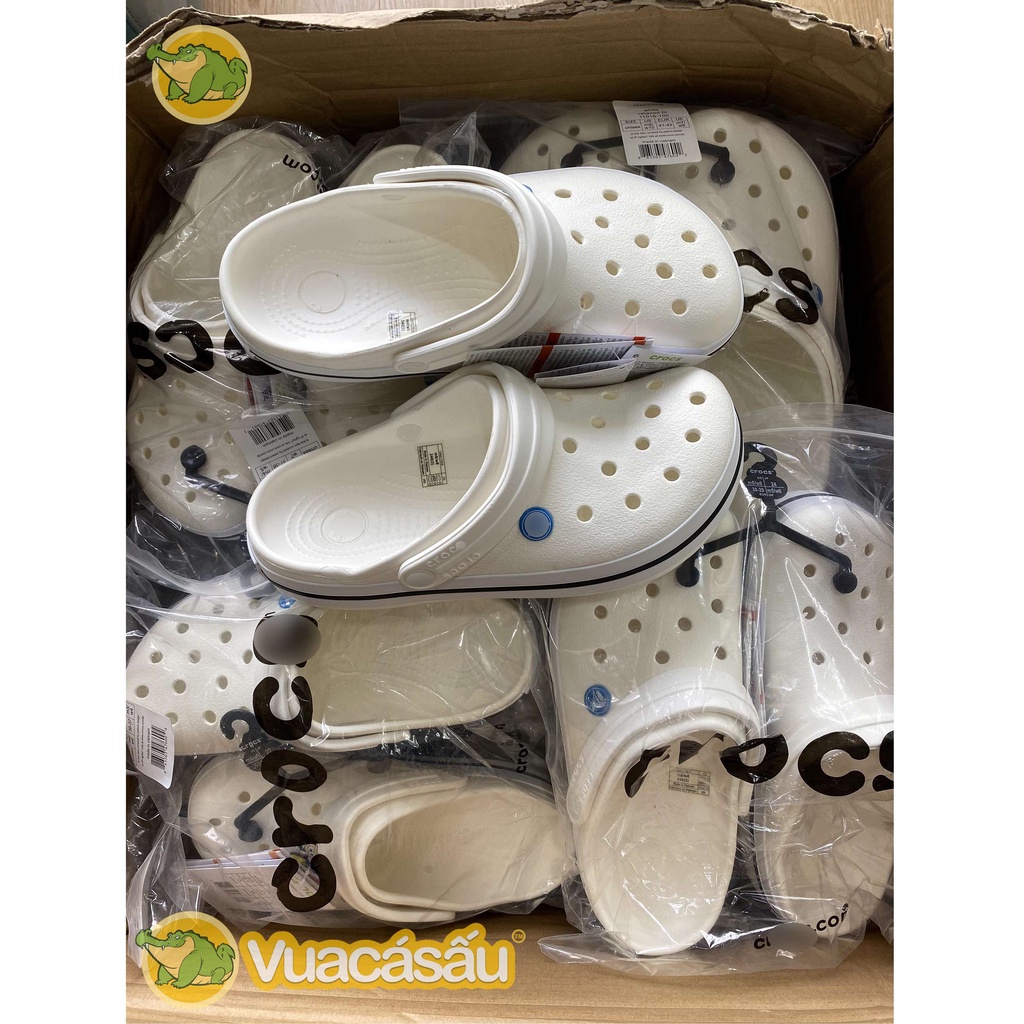 Dép CROCS CROCBAND CLOG Nam Nữ Trắng , Form đẹp, Mềm Nhẹ và Êm Ái, Không mùi, chống trơn trượt - Vua Cá Sấu
