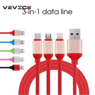 Cáp sạc 3 trong 1 usb 120cm loại c 2a siêu nhanh cho android iphone