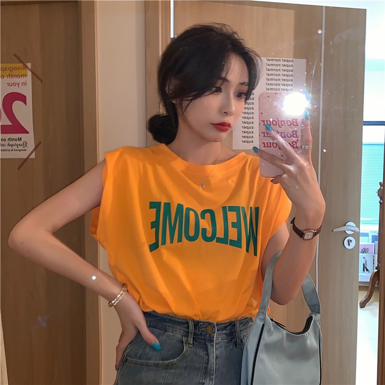 Áo Thun Nữ Không Tay Dáng Rộng Phong Cách Hàn Quốc