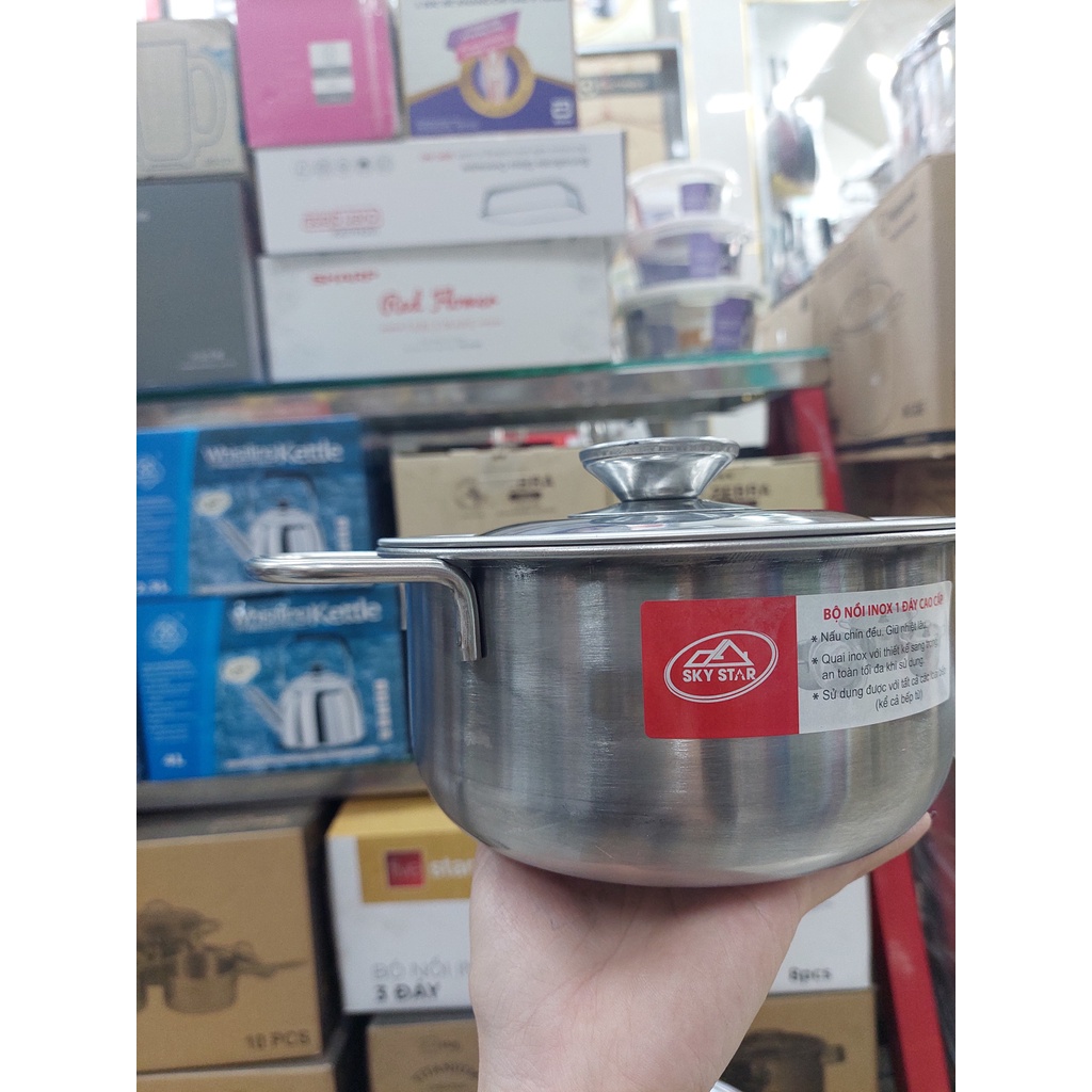 BỘ NỒI INOX SKY STAR 1 ĐÁY 430 DA - 001NI 16CM-18CM-24CM