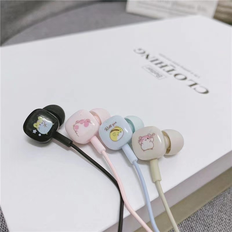 Tai Nghe Nhét Tai Có Dây Họa Tiết Hoạt Hình Dễ Thương Chất Lượng Cao Cho Huawei VIVO OPPO