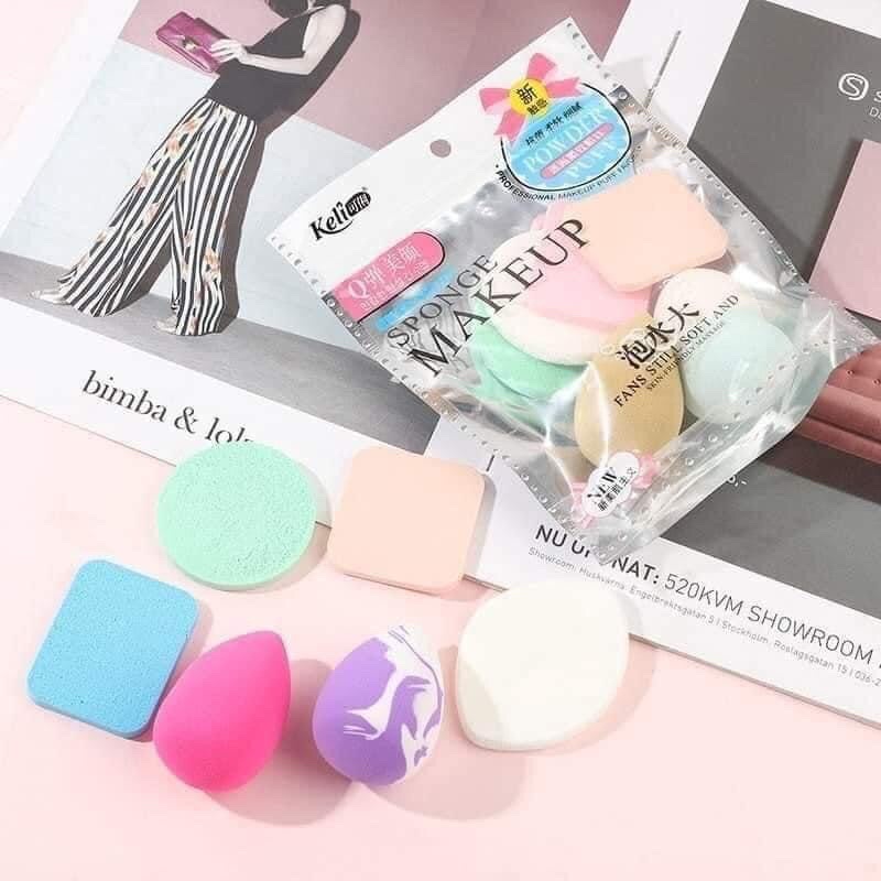 Set 6 Mút Trang Điểm Keli Mịn Đàn Hồi Cực Tốt