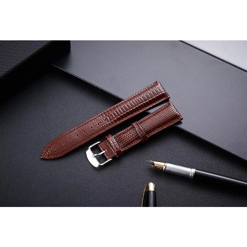 Dây đồng hồ 20MM 22MM bằng da dập vân thằn lằn