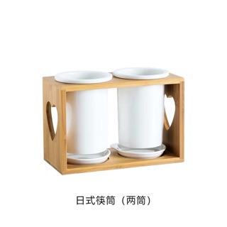 (có sẵn) Ống đũa sứ giá gỗ