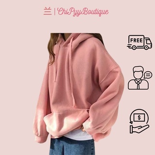 [Video + Ảnh thật] Hoddie nỉ bông tay dài hồng đất unisex - Áo khoác nỉ chui đầu hồng ruốc có nón form rộng trơn basic