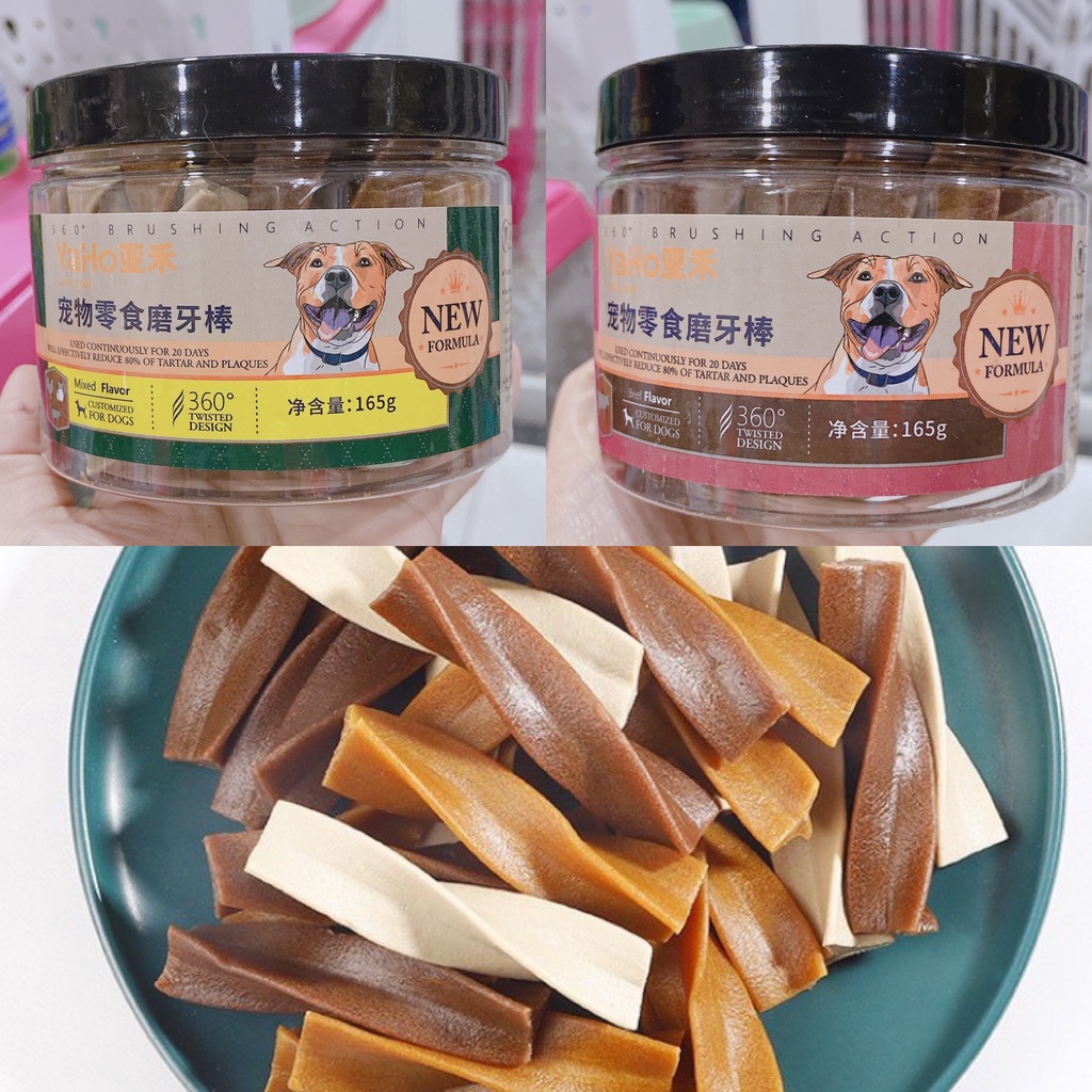 XƯƠNG GẶM KIỂU XOẮN CHO CHÓ THÚ CƯNG Yaho Bone Hộp 165g Bổ sung canxi Sạch răng Tốt cho hệ tiêu hóa