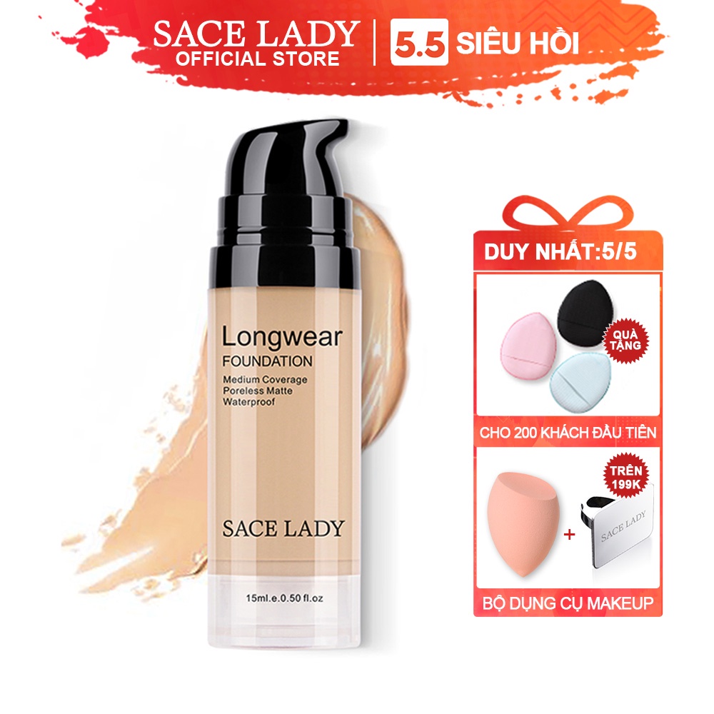 Kem Nền SACE LADY che khuyết điểm Chống Thấm Nước Lâu Trôi 15ml