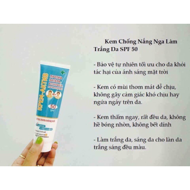 Kem chống nắng Nga kpem 100ml spf 50++ cho da mặt dầu mụn nhạy cảm hỗn hợp khô không trôi dạng kem La La Cosmetic