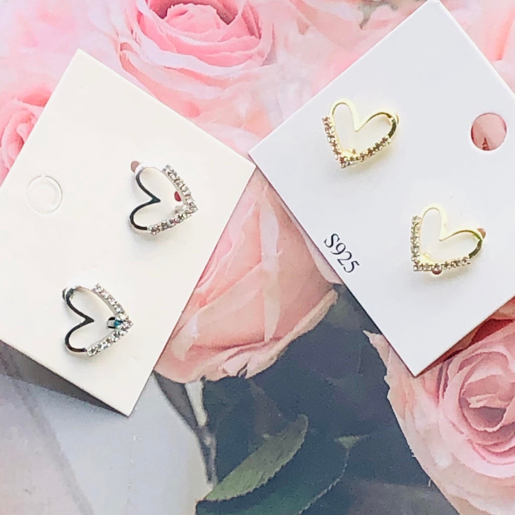 Khuyên tai mạ bạc hình trái tim nhỏ kiểu dáng sang trọng dành cho nữ