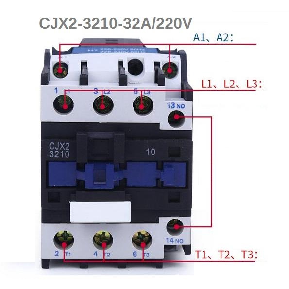 Khởi động từ contactor công suất lớn CJX2-3210 32A/220V (Trắng phối xanh)