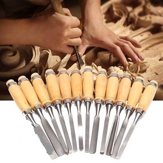 bộ đục gỗ điêu khắc gỗ 12 món lưỡi thép, hợp Đục Gỗ 12 Món