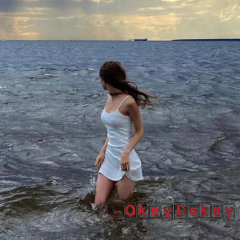 Đầm Hai Dây Mini Ôm Dáng Màu Trơn Có Gân Màu Sắc Cho Nữ