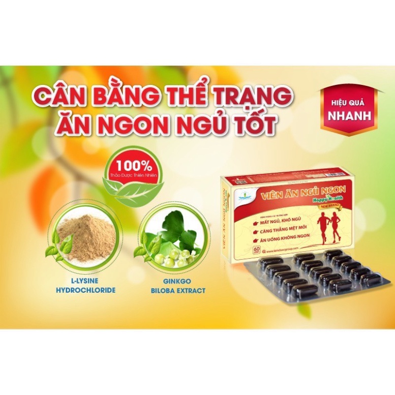 [Chính hãng]  VIÊN ĂN NGON NGỦ NGON HAPPY HEALTH - Hộp 60 viên  Date mới