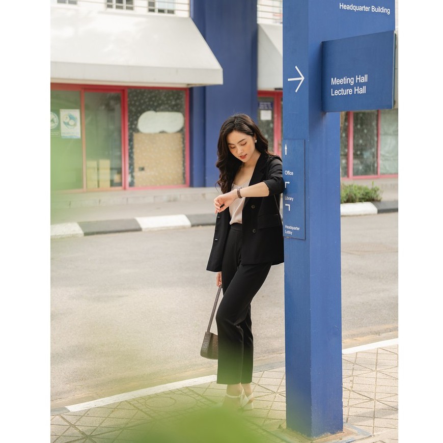 Set vest nữ đen trơn Mosohali áo vest 4 khuy cùng quần âu dáng đứng set blazer nữ thiết kế thời trang công sở | BigBuy360 - bigbuy360.vn
