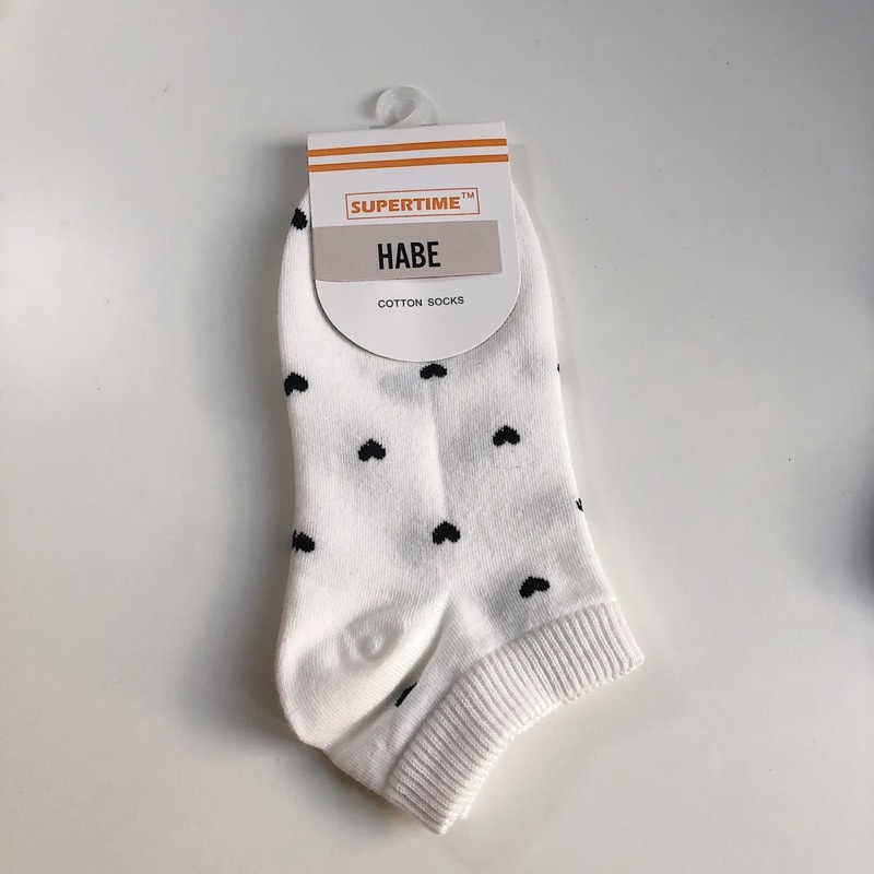 Tất vớ cổ ngắn đi giày chất cotton mềm mịn, tất nữ Hàn Quốc hoạ tiết trái tim HABE