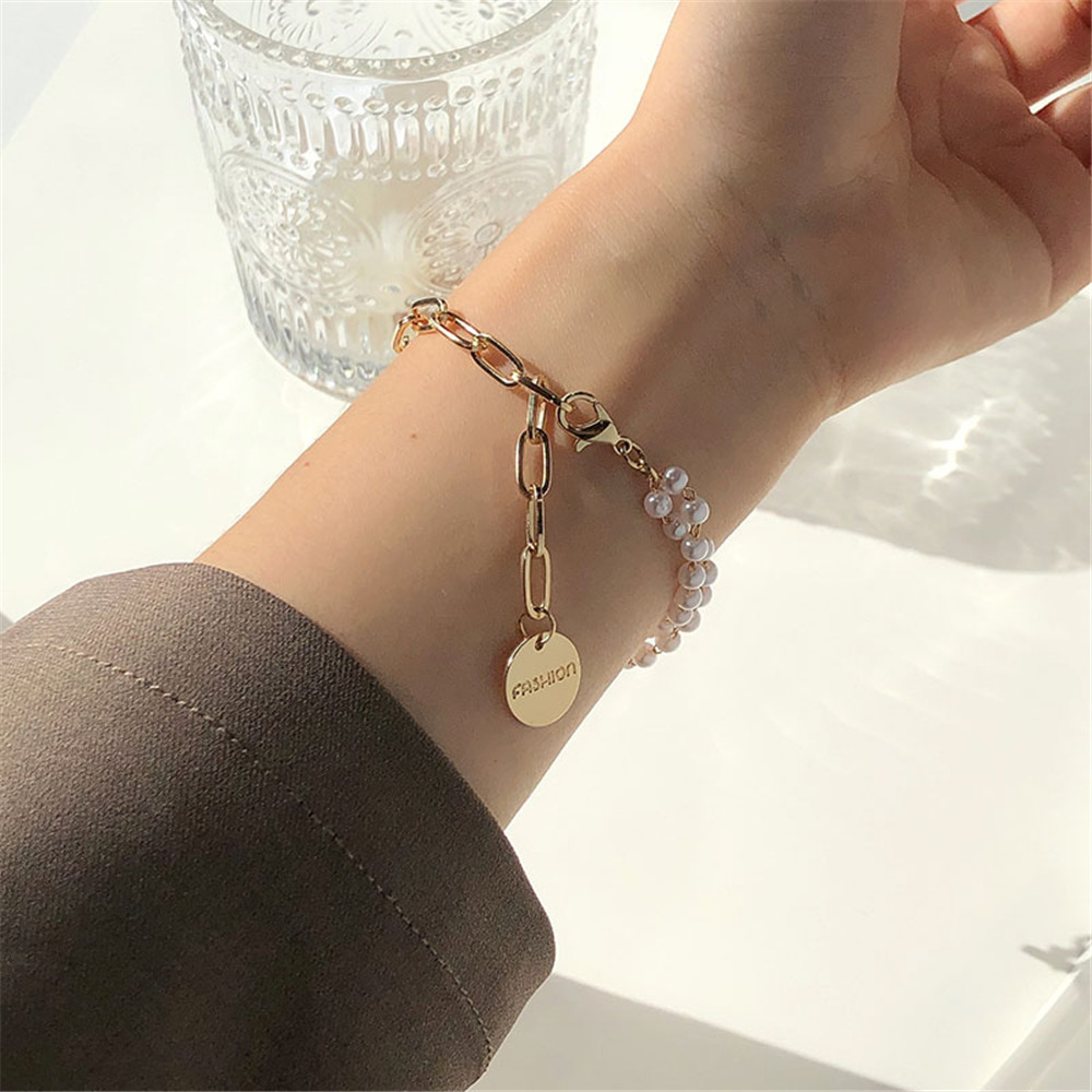 Vòng Tay Hợp Kim Đính Ngọc Trai Giả Xinh Xắn