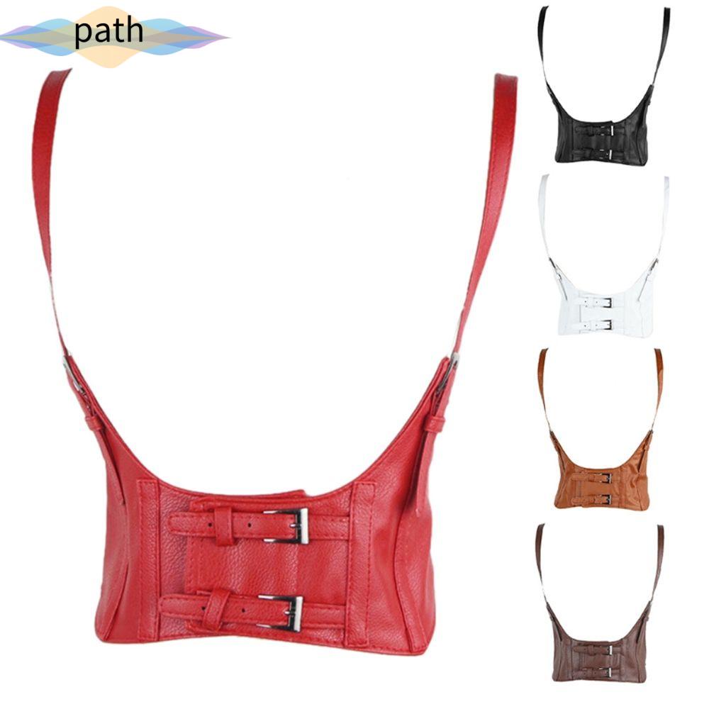 Đai nịt bụng vải da giả màu trơn có thể điều chỉnh phong cách gothic cổ điển thời trang cho nữ