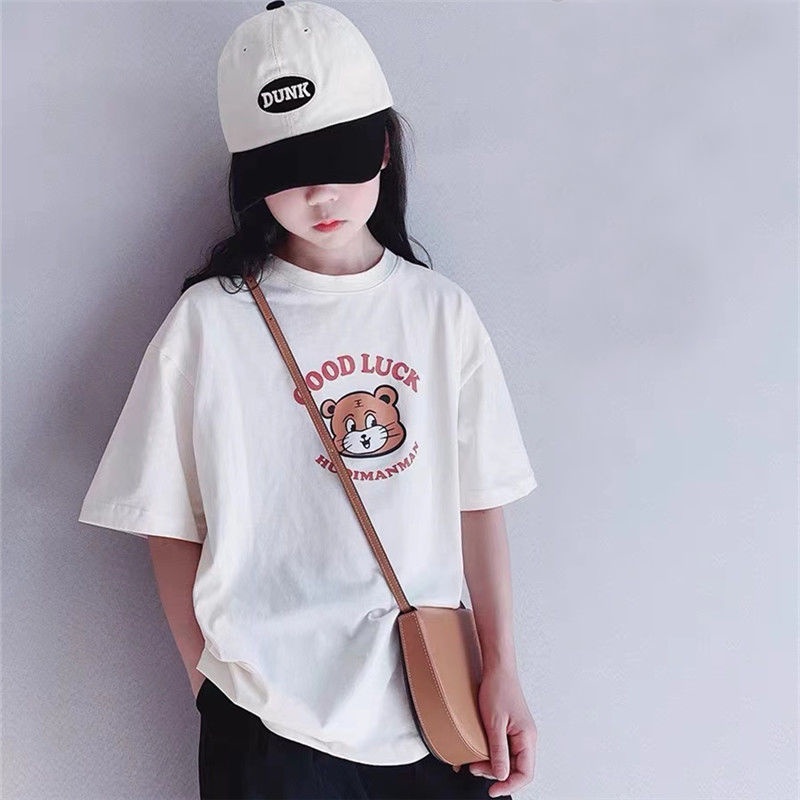 Áo Thun Cotton Tinh Khiết Tay Cộc Phong Cách Mới Mùa Hè Cho Bé Gái 12 Tuổi 2022