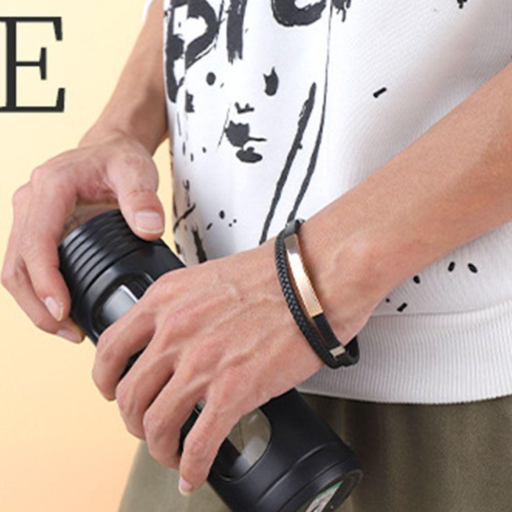 Vòng Tay Da Bện Chống Nước Phối Thép Titan Phong Cách Hip Hop Hàn Quốc Cá Tính Cho Nữ