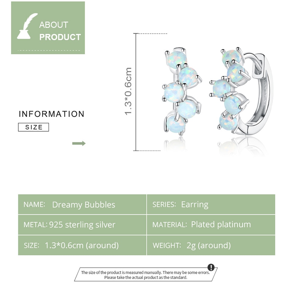 Bông Tai Bamoer SCE941 Bằng Bạc 925 Sterling Bạch Kim Hoạ Tiết Bong Bóng Dễ Thương Cho Nữ