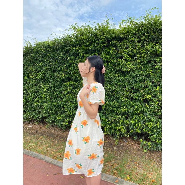 Đầm - Váy babydoll hoa cam