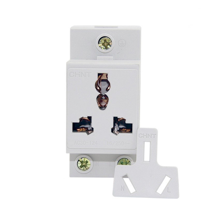 Ổ cắm 3 chấu gắn thanh ray ổ cắm cài dinrail AC30-124