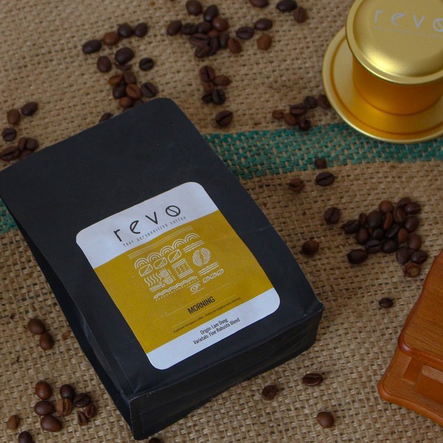 Cà Phê Rang Xay Nguyên Chất Revo Morning - Gu vị Á Đông - Chuyên dùng pha phin - Mix Robusta & Arabica - gói 250gr | BigBuy360 - bigbuy360.vn