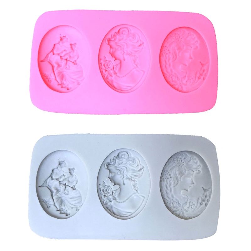 Khuôn Silicone Tạo Hình Chân Dung Phụ Nữ DIY Trang Trí Bánh