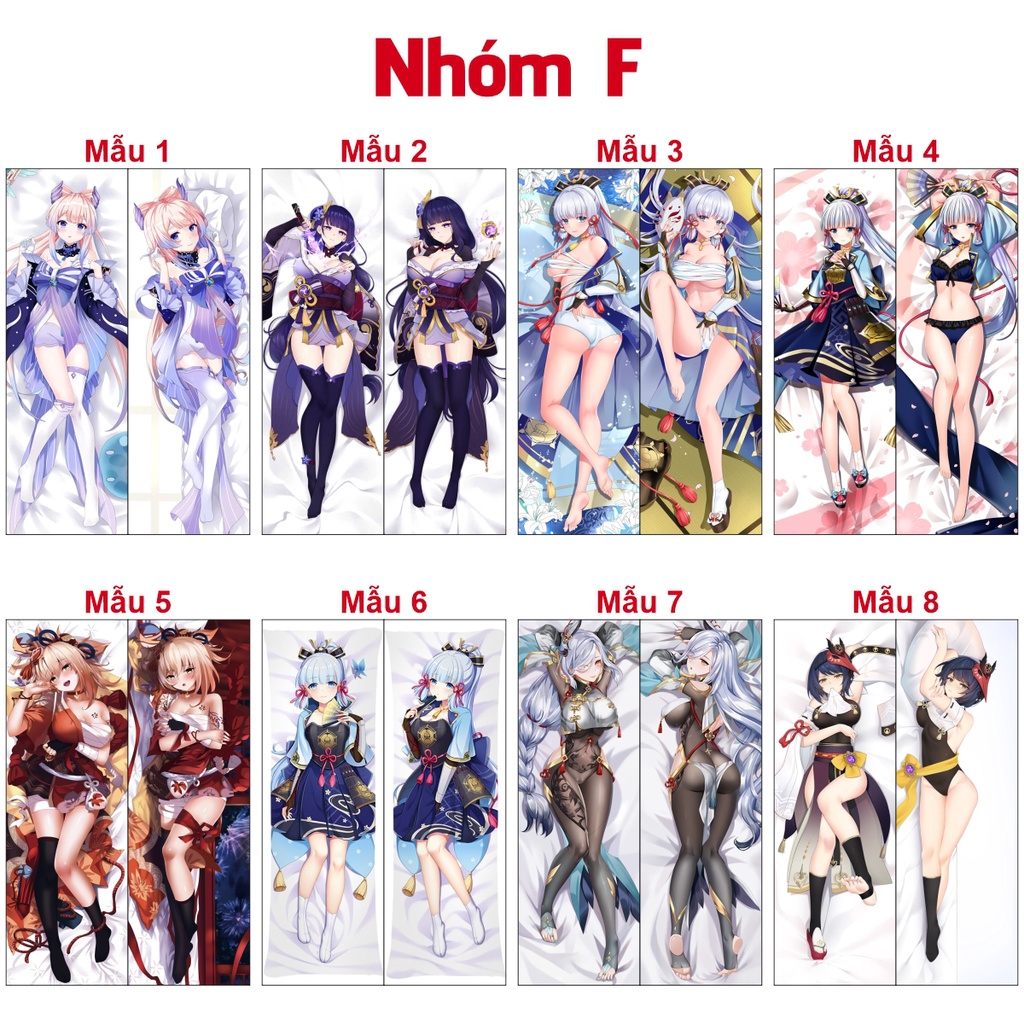 Vỏ Gối ôm Anime Game Genshin Impact siêu to dài 1,5mx50cm hàng có sẵn và đặt theo yêu cầu