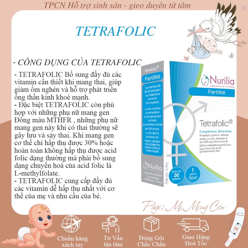 Tetrafolic  vitamin cho người mang GEN ĐÔNG MÁU, hỗ trợ thụ thai