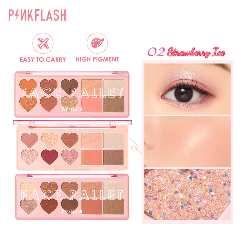 Pinkflash (hàng Mới Về) Bảng Phấn Mắt 10 Màu Bắt Sáng Không Dính Dễ Pha Trộn