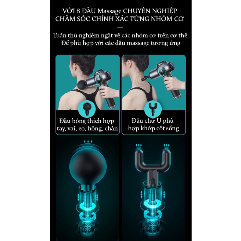 Máy massa cầm tay giãn cơ booster KONKA F5 8 đầu 99 cấp độ trị đau nhức toàn thân hiệu quả, điều trị giảm đau nhức cơ