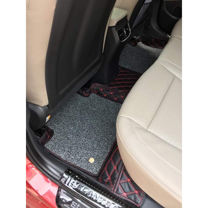 Thảm lót sàn ô tô 5D 6D da cao cấp cho Hyundai I10 chống nước không mùi trải kín sàn xe